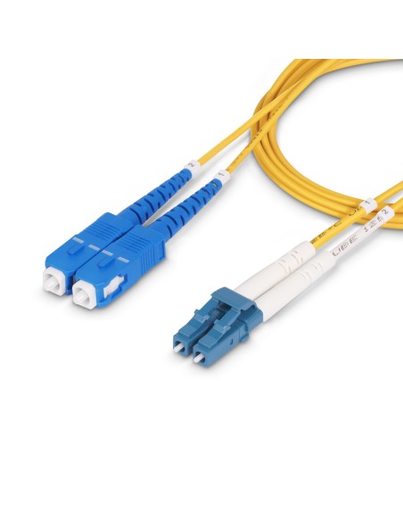 Cable de Fibra Óptica LC a SC (UPC) OS2 Monomodo 9/125µm 100G LSZH Dúplex de 2m - Low Insertion Loss - Resistente a Dobleces - 